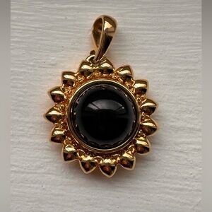 Vintage Nolan Miller Sunflower Black Onyx Pendant